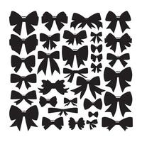 A collection of black bows with varying sizes and shapes. The bows are all black and are arranged in a row with white background vector