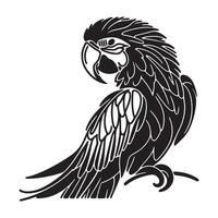 a black silhouette single line macaw with white background image vector