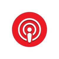 Podcast icon with shadow. Podcasting sign symbol vector