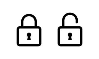 Lock and unlock icon in line style. Security padlock sign symbol vector