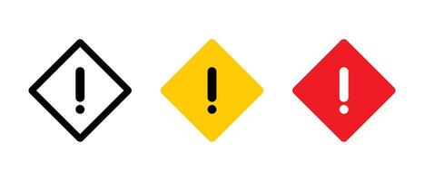 Exclamation mark on square hazard icon in flat style. Warning caution sign symbol vector