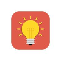 Light bulb, lamp icon on square background vector