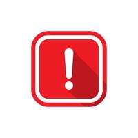 Square warning sign icon with long shadow. Danger caution symbol vector