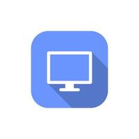 Monitor pc computer icon on blue square vector