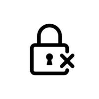 Lock with cross mark icon. Padlock and x sign symbol vector