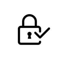 Lock with check mark icon. Padlock and tick sign symbol vector