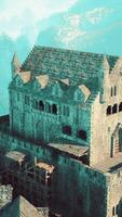 Aerial view of medieval castle with inner and outer courtyard video