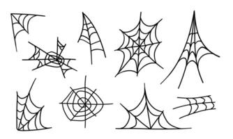 Halloween spider web set isolated on white background. Hector venom cobweb set. illustration in flat hand drawn style. vector