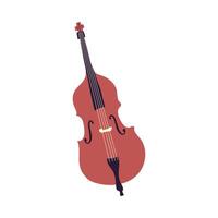 double bass with four strings. The double bass has a curved body and a tail rest. Flat doodle illustration isolate on white. vector