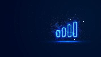 Strong signal illustration in the blue neon light style. Futuristic glowing internet network symbol with plexus lines and glitter particles. 3D abstract low poly copy space in the dark background vector