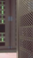 Shot of Corridor in Working Data Center Full of Rack Servers and Supercomputers video