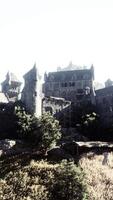 Aerial view of medieval castle with inner and outer courtyard video