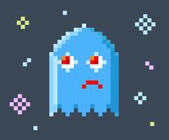8 bit ghost. monster in old game. vector