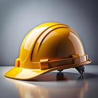 yellow helmet isolated on white photo