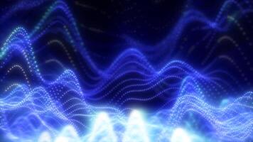 abstrato ondas do brilhando partículas dentro vibrante azul criando uma dinâmico e fluido video