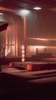 inside of a space station with metallic walls and subdued lighting video