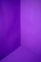 Minimal background mockup for product presentation. Corner of room delicate purple color photo