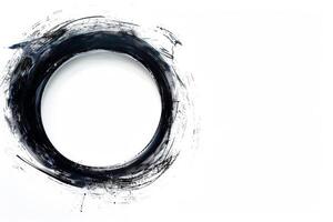 Black circular brush strokes on white background photo