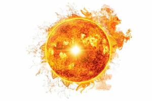 A bright sun emitting fiery rays photo