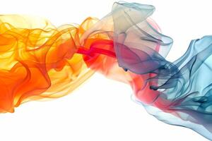 Multicolored clouds of smoke mixing with each other on white background photo