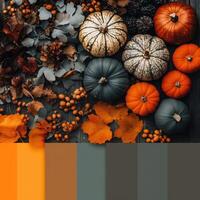 Vibrant autumn leaves showcase a stunning array of colors in a tranquil setting during the fall season photo