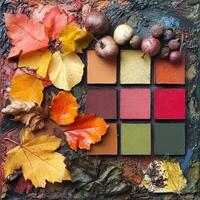 Vibrant autumn leaves showcase a stunning array of colors in a tranquil setting during the fall season photo