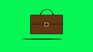 Brown briefcase with gold clasp, black handle, and green screen background. Suitable for professional, business, office, and travel concepts. video