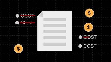 documents and dollar coins, depicting cost reduction, efficiency, optimization video