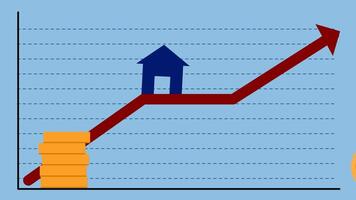 house and value increase graph, illustrating the growth of property investment video
