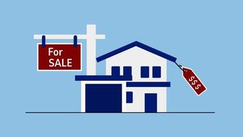 house or property and for sale sign, suitable for use as property investment content video