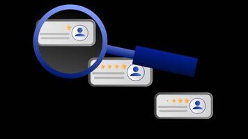 resume and magnifying glass animations, visualizing the hiring process video