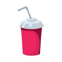 A red drink cup with a straw and a straw vector