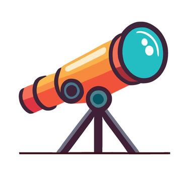 A flat icon of a telescope on a stand vector