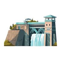 A cartoon illustration of a dam with a waterfall vector