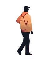 Man walking with backpack illustration vector