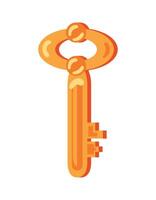 An orange key with a chain around it vector