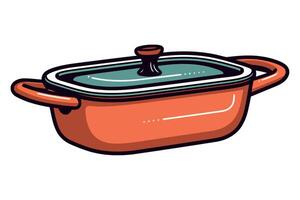 An orange pot with a lid on a white background vector