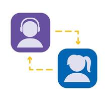 A person with headphones and a person with a headset vector