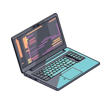 A laptop computer with a keyboard and a screen vector