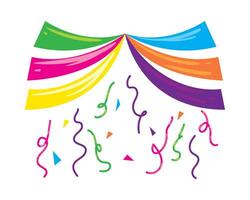 A colorful party banner with confetti and streamers vector