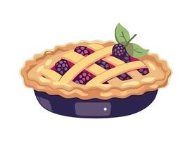 A blackberry pie with a lattice on top vector
