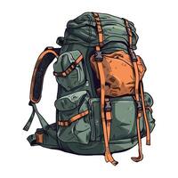 A green backpack with orange straps vector