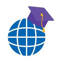 A globe with a graduation cap on it vector