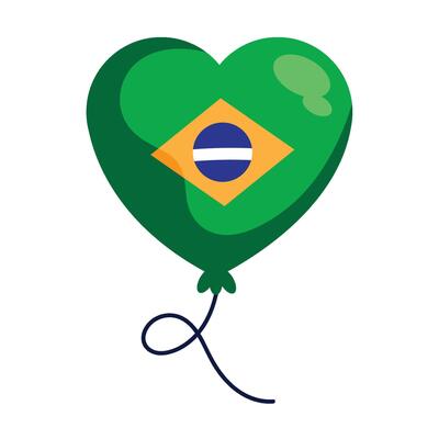 A heart shaped balloon with the flag of brazil