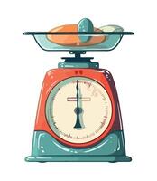 An illustration of a scale with a chicken on it vector