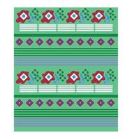 A green and red striped pattern with flowers vector