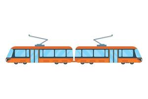 Two orange trams on a white background vector