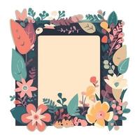 A square frame with flowers and leaves vector