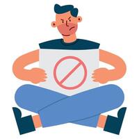 Man sitting on floor with no sign on his hand vector