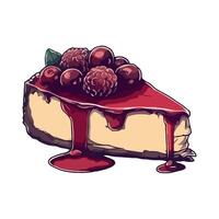 Cheesecake with raspberry sauce illustration vector